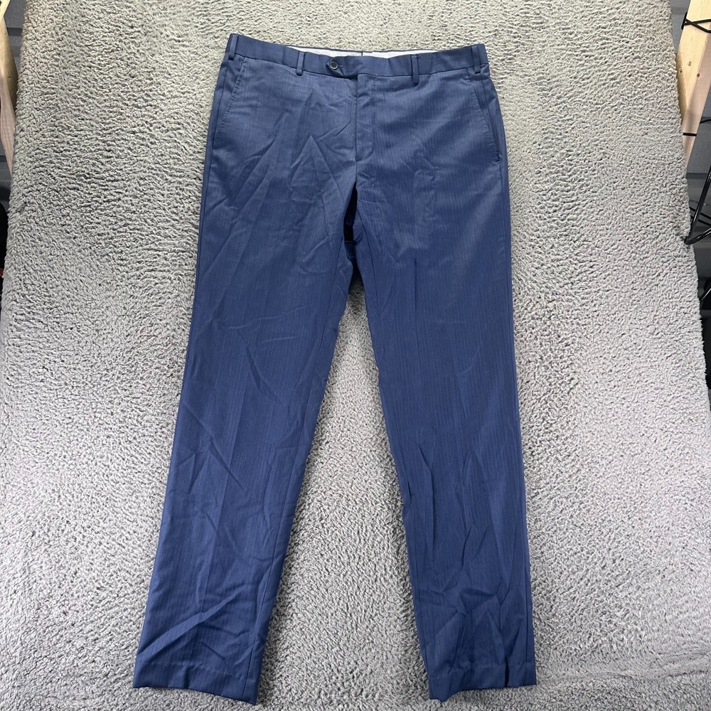 Ledbury Pant Mens 38x34 Blue Wool Dress Straight Business Career Office Preppy